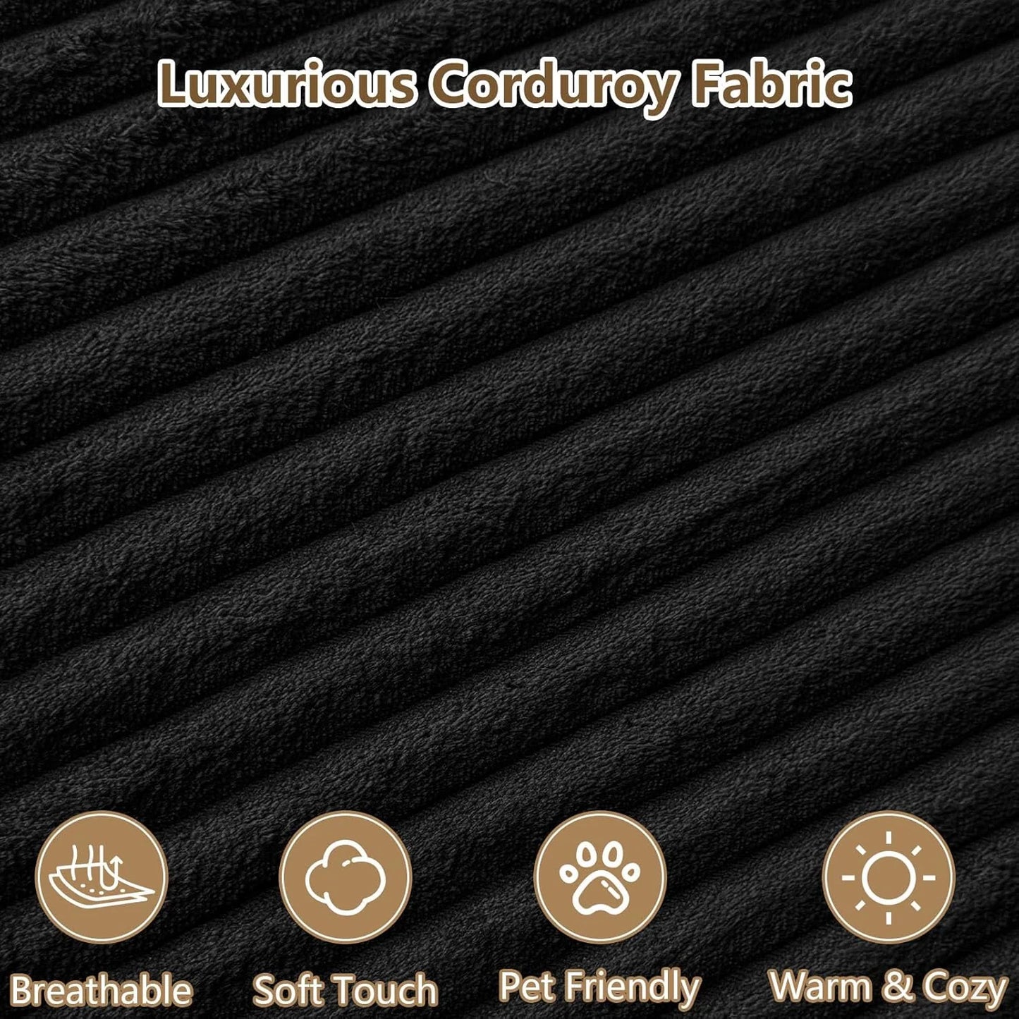 96" Modular Sectional Couch, Boneless L Shaped Cloud Sofa with Chaise Lounge, Corduroy Upholstered Couches Memory Foam Deep Seat, No Assembly Required, Ideal for Living Room(Black, Right Facing)