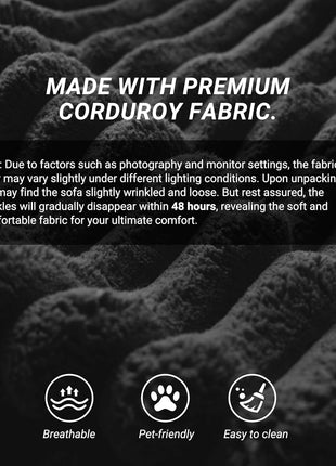 78.8" Multifunctional Convertible Sofa Bed with High Backrest & Headrest - 5-in-1 Corduroy Couch with Side Pocket, No Assembly Needed, Washable Detachable Cover, Ideal for Living Room - Elegant Black Finish