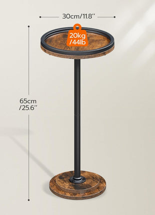 Small Round Side Table - Versatile Pedestal Accent for Compact Living Spaces in Rustic Brown Finish