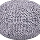 round Pouf Ottoman | Cotton Braided Foot Stool with Bean Bag Filling | Boho Foot Rest for Living Room & Bedroom | Compact & Comfortable Seating, Lightweight & Soft | Light Grey