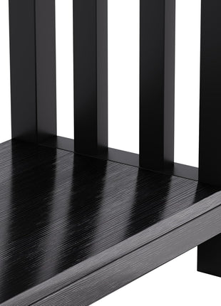Set of 2 Black Narrow End Tables with Storage Shelf for Compact Spaces