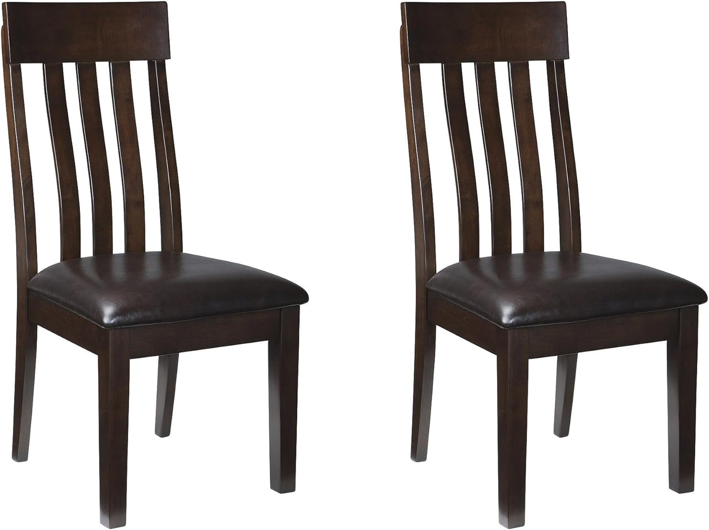 Haddigan Faux Leather Cushioned Rake Back Dining Chair, 2 Count, Dark Brown