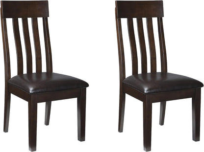 Haddigan Faux Leather Cushioned Rake Back Dining Chair, 2 Count, Dark Brown