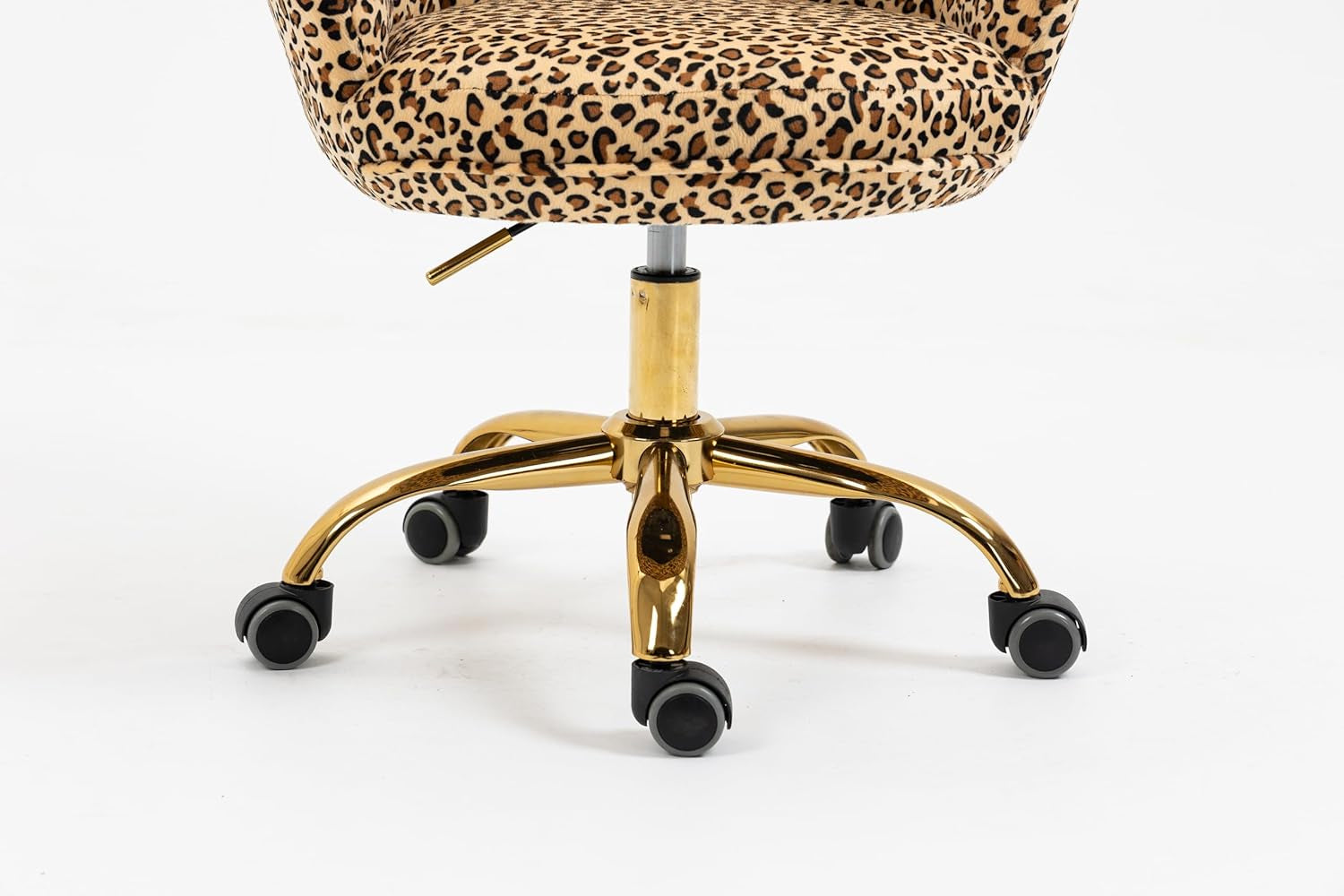 Comfy Home Office Task Chair with Wheels, Cute Modern Upholstered Velvet Seashell Back Adjustable Swivel Vanity Desk Chair, for Women, for Girls, Living Room(Leopard Stripe)