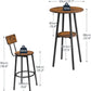 3 Pieces round Bar Height Table and Chairs Set, round Dining Table Set, Pub Table and Chairs for Small Space, 2 Tier Kitchen Table and Bar Stools with Back, Rustic Brown BF35BT01