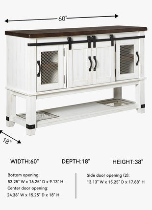 Valebeck Farmhouse Dining Room Server and Buffet Cabinet by Signature Design by Ashley in White and Brown
