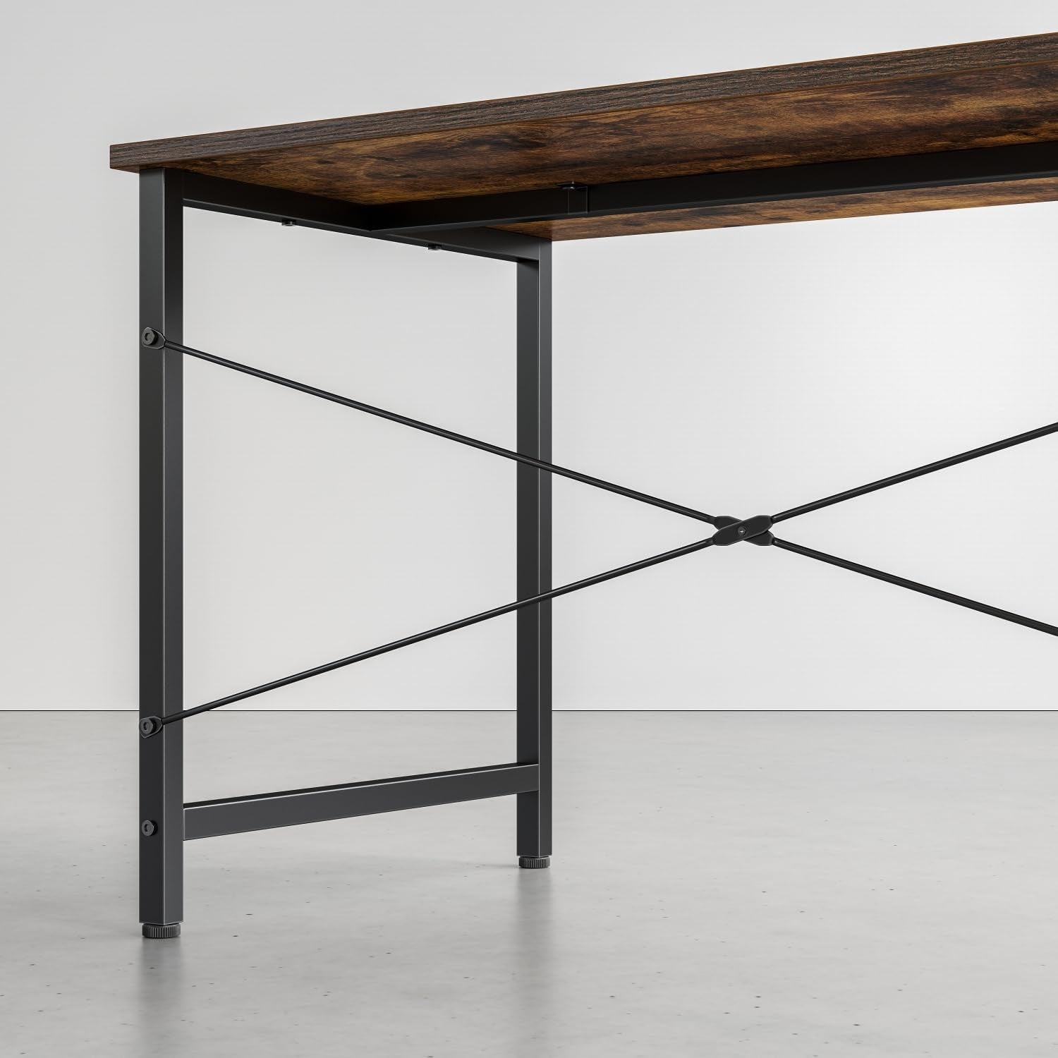 Computer Desk 40" Study Writing Table for Home Office, Modern Simple Style PC Desk, Black Metal Frame, Vintage Brown