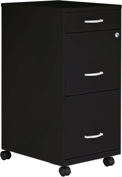 LYS SOHO Box/File/File 3-Drawer Mobile File Cabinet, Black