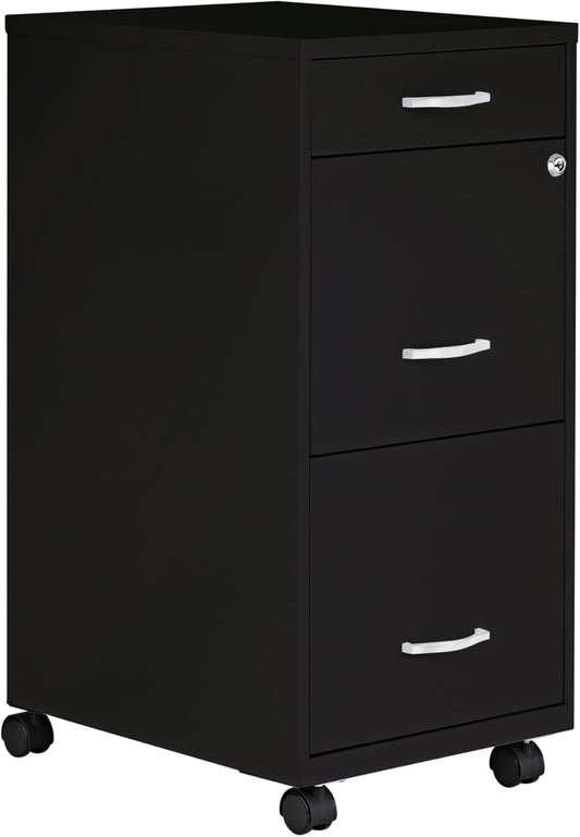 LYS SOHO Box/File/File 3-Drawer Mobile File Cabinet, Black
