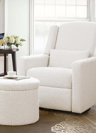 Professional Power Recliner Chair with Swivel Glider Functionality, Large Boucle Upholstered Rocker Recliner with USB Charging Port for Nursery, Bedroom, and Living Room, Cream