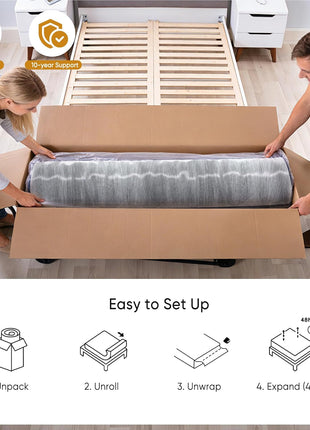 10-Inch Hybrid Twin Mattress with Memory Foam and Innersprings, Medium Firm for Motion Isolation and Pressure Relief, CertiPUR-US Certified