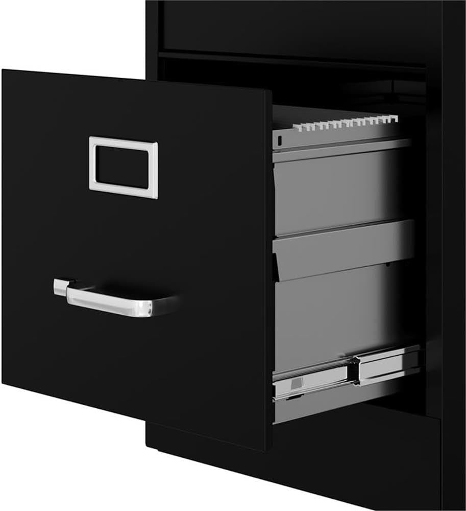 4 Drawers 52" Vertical Black Metal Filing Cabinet Lockable Pre-Assembled Stationary Letter Size for Home, Office