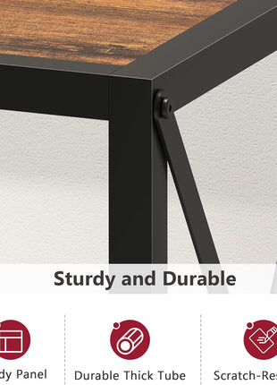 41.8-Inch Industrial Console Table with Two-Tier Shelving for Entryway, Living Room, and Office in Rustic Brown and Black