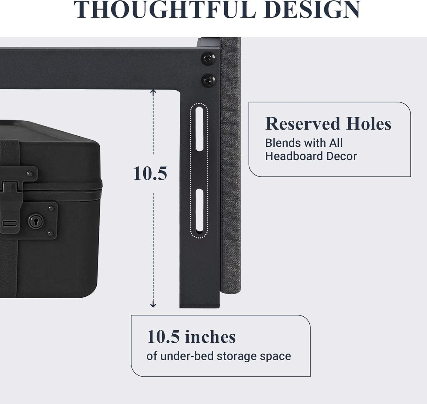 Queen Size Platform Bed Frame with 3 Storage Drawers, Fabric Upholstered, Wooden Slats Support, No Box Spring Needed, Noise Free, Easy Assembly, Dark Grey