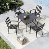 Outdoor Dining Set for 4, Patio Table and Chairs Set with Umbrella Hole, Metal Patio Furniture Set for Deck/Backyard/Poolside/Garden