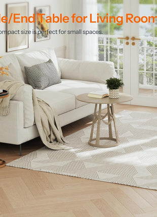 Small Round Side Table - Versatile Pedestal Accent for Compact Living Spaces in Rustic Brown Finish