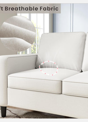 78-Inch L-Shaped Convertible Sectional Sofa with Storage Ottoman, Pet-Friendly Linen Fabric, Ideal for Small Spaces and Apartments