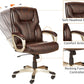 Executive High Back Office Desk Chair, Adjustable Height, Tilt, Swivel, One Size, Brown/Gold
