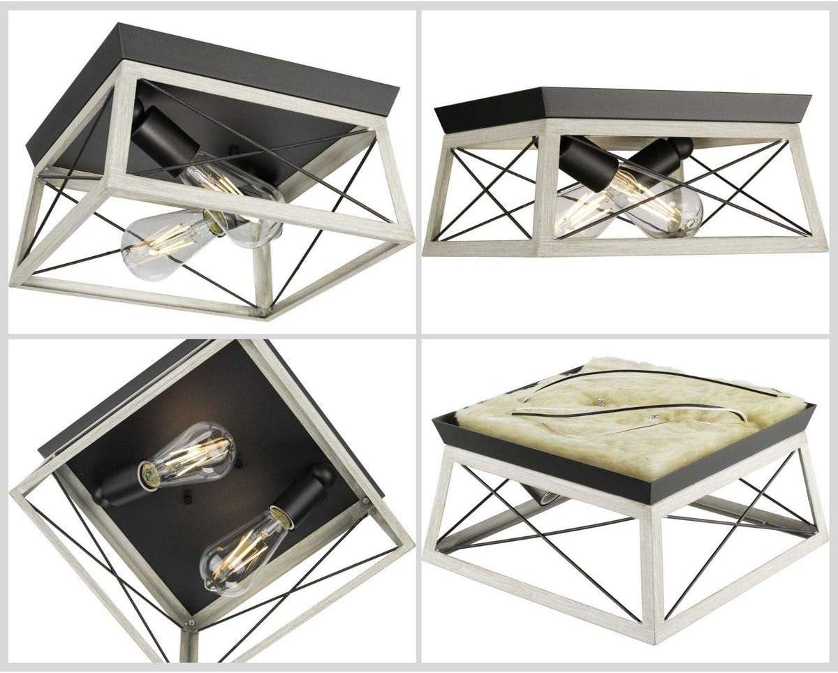 Briarwood Collection 2-Light Ceiling Light, Flush Mount Ceiling Light Fixture for Interior Kitchen Lights, Hallway, Bedroom, Living Room, 12-Inch by 6-Inch, Graphite