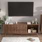 Mid Century Modern TV Stand for Televisions up to 70 Inches, with Sliding Doors and Storage, Television Stands, TV Consoles, Media Consoles for Living Room, 63 Inch (Walnut)