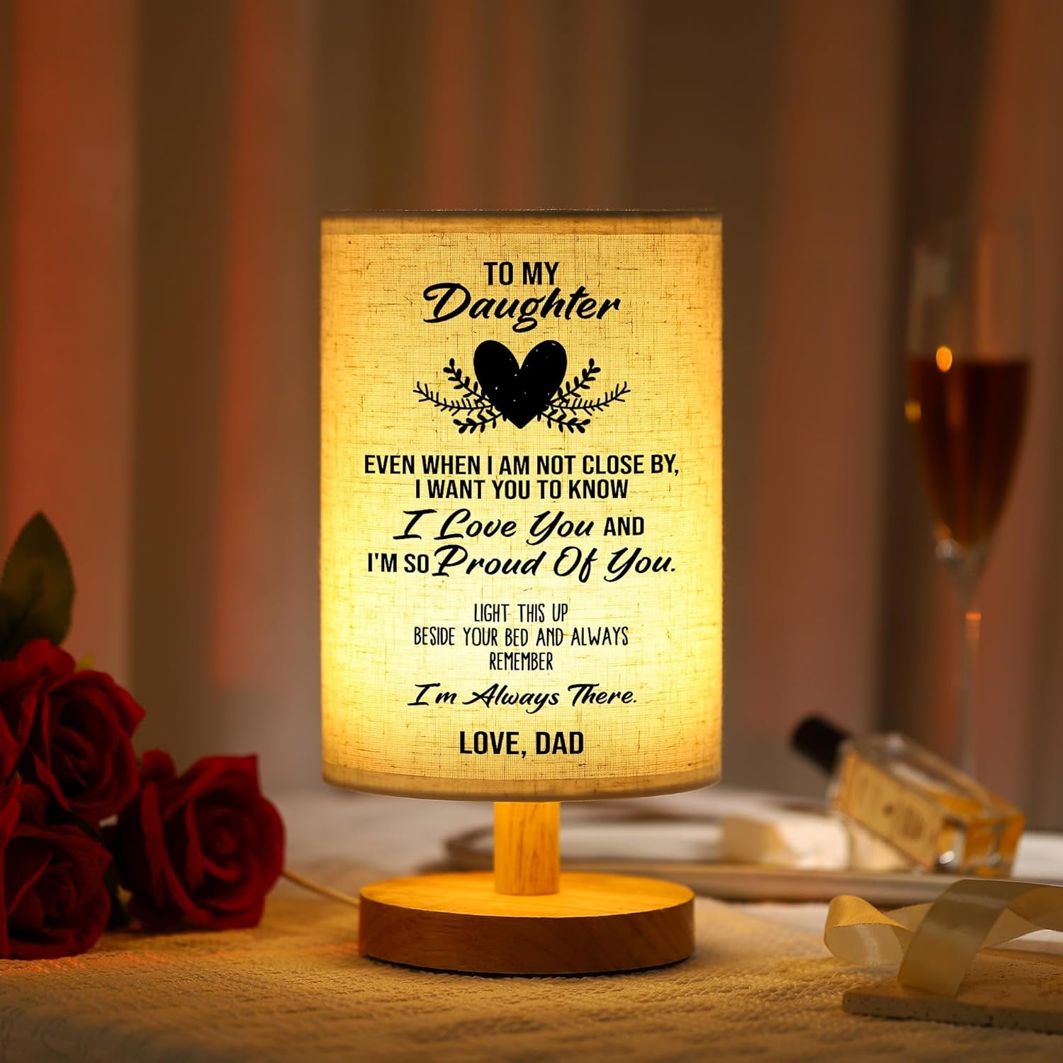 Valentines Day Birthday Gifts for Daughter from Dad,To My Daughter Gifts from Dad- Table Lamp Best Father Daughter Graduation Gifts for Grown Daughter