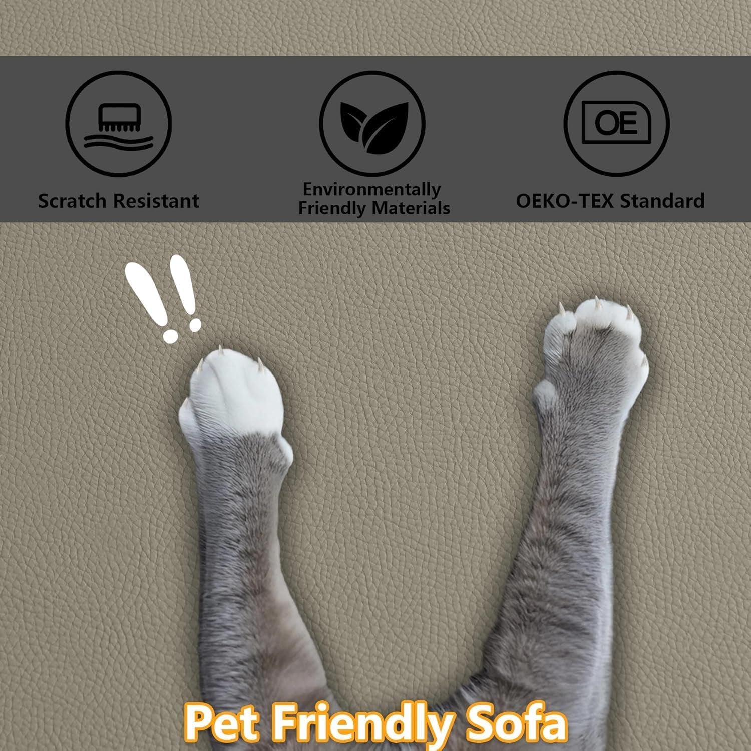 Oversized U Shaped Couch,Modular Sectional Convertible Sofa with Wide Deep,Extra Large Faux Leather Scratch Resistant Modern Couch for Big Spaces,Light Grey