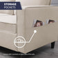 3PCS Sectional Sofa Set W/Ottoman,Modern Linen 6 Seater Couch Set with Movable Storage Ottoman & Side Pockets,3 Seat L Shaped Couch Loveseat and Armchair Living Room Furniture(3+2+1Seat/Beige)