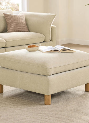 127" Premium Modular Sectional Sofa for Living Room, Down-Filled Chenille Couch in Beige, U-Shaped Design, Comfortable Seating for 5