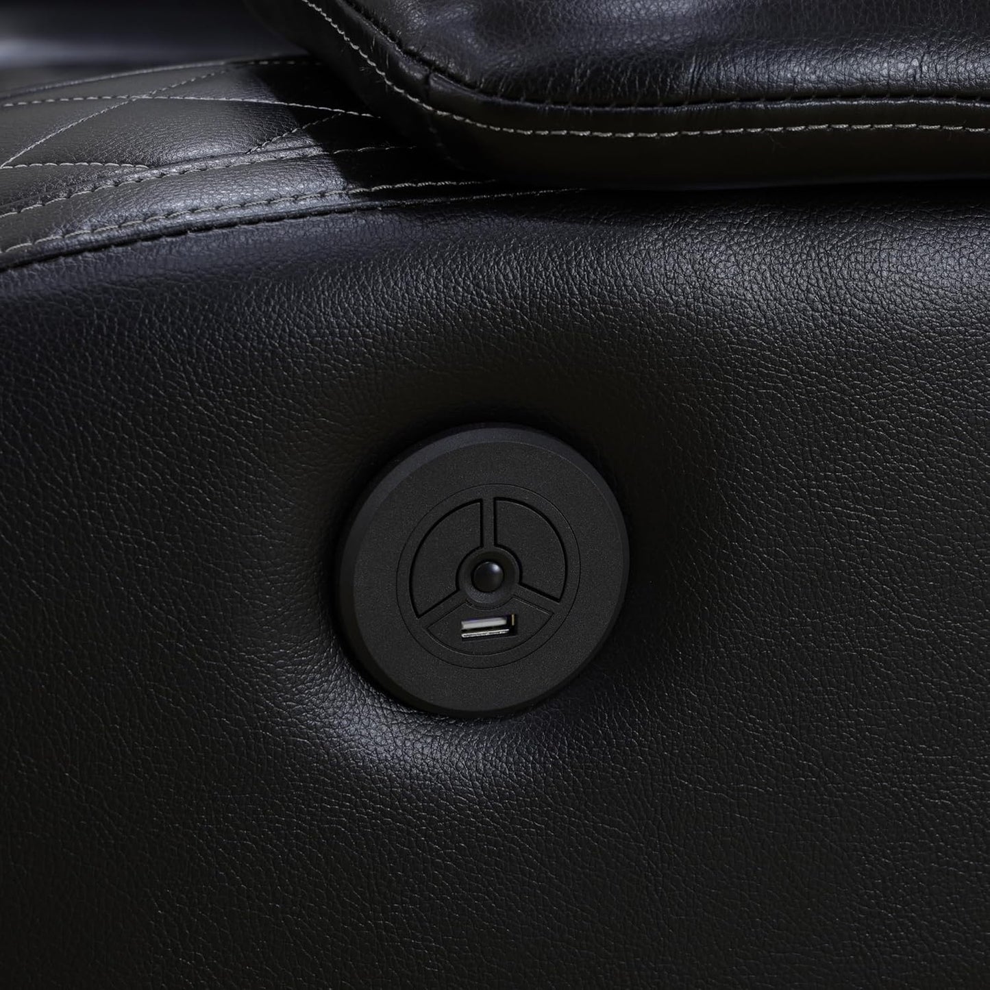 Power Recliner Sectional Sofa Set for Living Room Furniture Sets,Leather Reclining Sofa Set with LED Lights/Hidden Storage,L- Shaped Couch for Living Room/Home Theater(Black,Sectional)