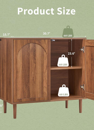 94.5” Mid-Century Modern Fluted Sideboard Buffet Cabinet with Storage for Dining Room, Kitchen, and Living Room