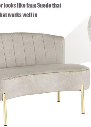 Upholstered Loveseat Settee with Backrest and Golden Metal Legs for Dining Room, Living Room, and Bedroom Furniture
