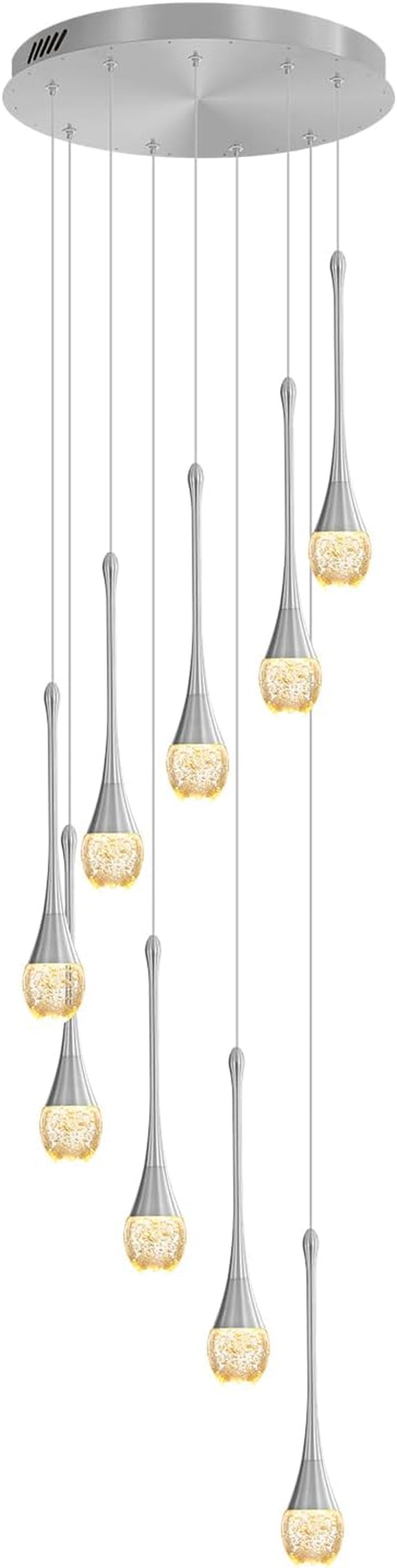 9-Lights Crystal Chandeliers for Staircase Modern Chandeliers for High Ceilings Crystal Pendant Light Fixture for Living Room Kitchen Island Foyer Hallway Bar
