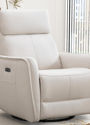 Power Swivel Rocker Recliner Chair with USB Charging Port, 23.2-Inch Wide Seat, Fixed Lumbar Support, Upholstered Glider for Nursery and Living Room, Brown