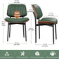 Dining Chairs Set of 4, Mid-Century Modern Upholstered PU Leather Chairs with Walnut Bentwood Back and Metal Legs Adjustable Feet for Kitchen Dining Room, Dark Green Shell Strips