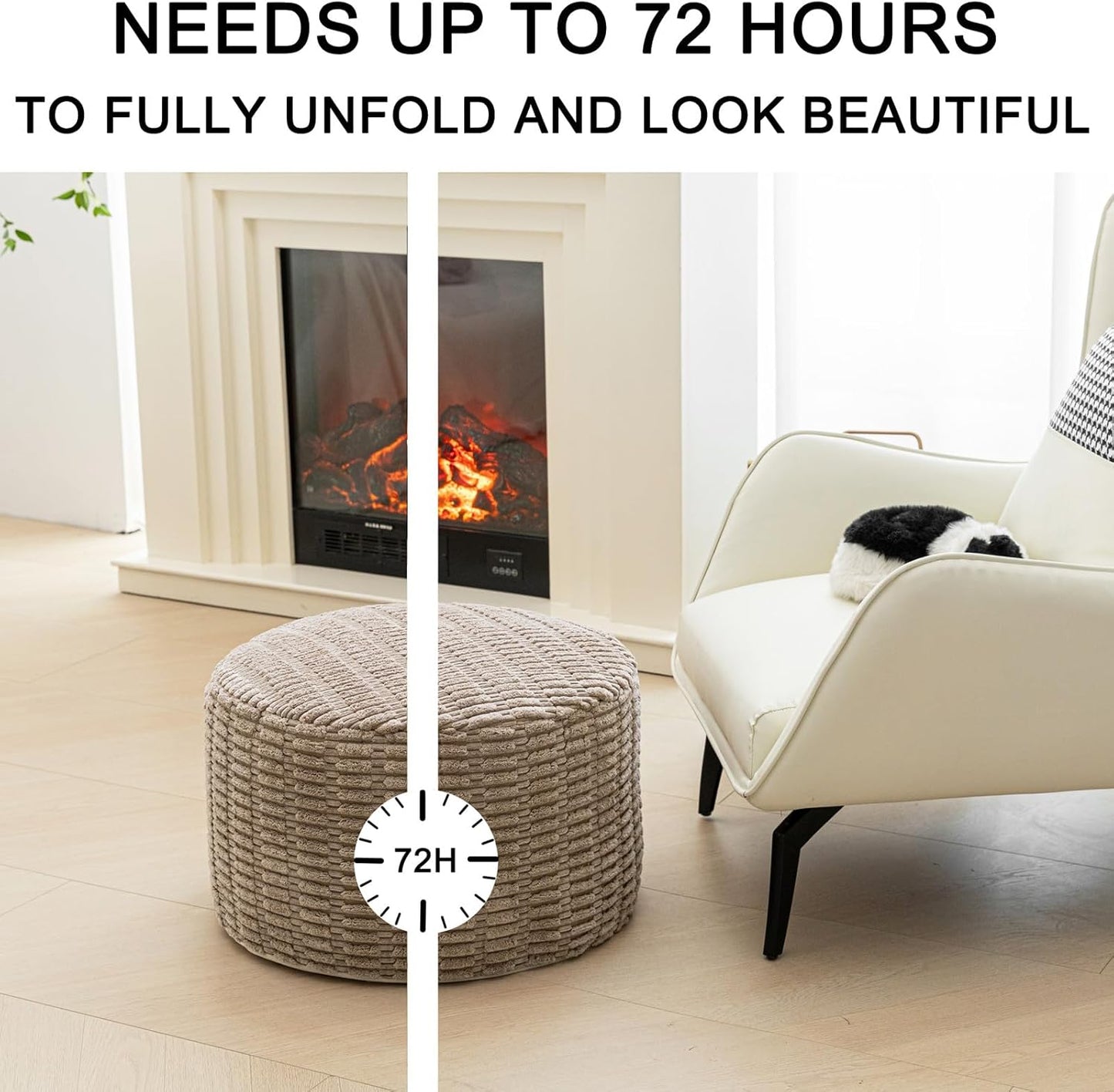 Pouf Ottoman Stuffed round Modern Foam Filled Ottoman Foot Rest Poufs for Living Room Chair Decorative Boho Foot Stool for Wedding Christmas Party