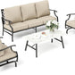 Patio Furniture Set, 4 Piece Modern Metal Outdoor Patio Furniture, 3 Seater Sofa, 2 Rocking Chairs, Coffee Table and 5.75" Extra Thick Cushion, Patio Conversation Set for Deck Backyard