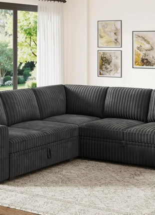 Elegant Dark Grey Modular Sectional Sofa Bed with Storage Solutions for the Living Room