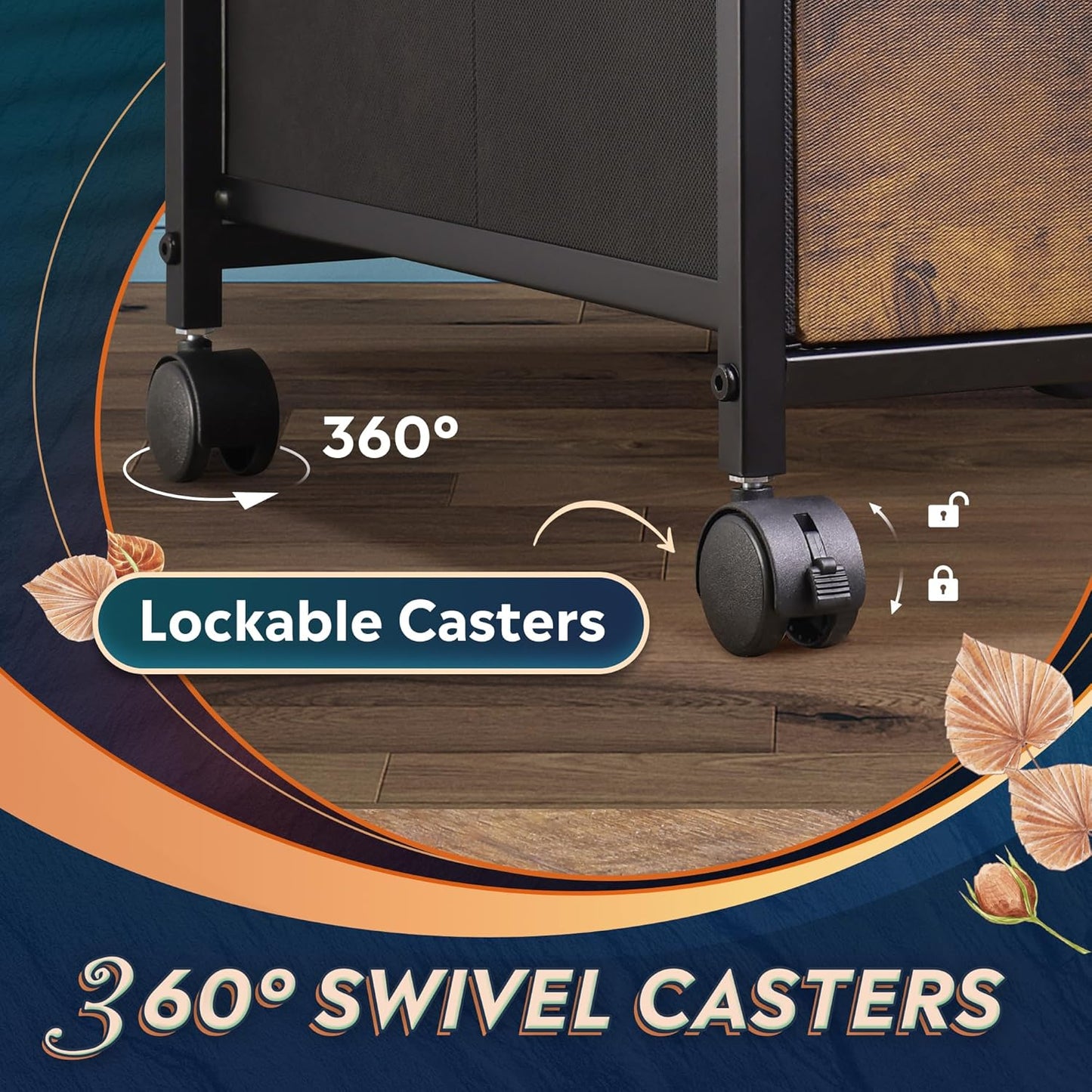 2 Drawer Mobile File Cabinet, Rolling Printer Stand with Open Storage Shelf, Fabric Vertical Filing Cabinet Fits A4 or Letter Size for Home Office, Rustic Brown Wood Grain Print