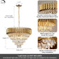 AXILIXI Modern Crystal Chandelier Gold, 24" round Chandeliers for Dining Room K9 5 Tiers Ceiling Pendant Light Fixtures Golden Large Raindrop Flush Mount Chandelier for Foyer Living Room Staircase