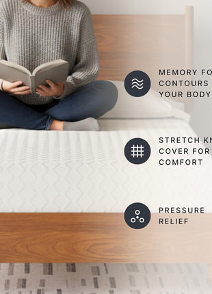Signature Design by Ashley Chime 12-Inch Queen Memory Foam Mattress with Ultra Plush Contouring Support and Pressure Relief, Conveniently Delivered in a Box