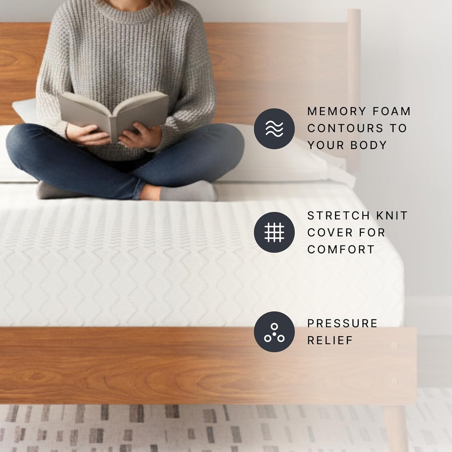 Chime Memory Foam 12" Queen Mattress with Thick Memory and Support Foam for Pressure Relief, Fiberglass Free, Mattress in a Box