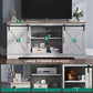 Farmhouse TV Stand for 65 Inch Television Stand, Entertainment Center with Storage Cabinets and Sliding Barn Doors, Rustic Media TV Console Table for Living Room, Grey White/Grey Wash