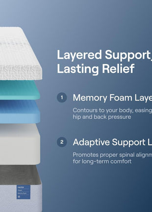 Classic 12-Inch Queen Mattress - Medium Firm Memory Foam with Cooling Layer for Back Pain Relief - Convenient Mattress in a Box - 365-Night Trial and Lifetime Warranty