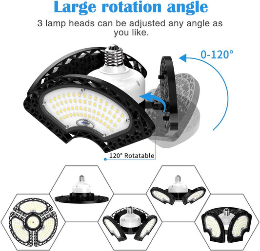 LED Garage Light 120W Deformable LED Ceiling Lights 18000 Lumens Led Shop Lights for Garage.