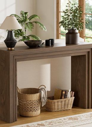 43-Inch Wooden Console Table with Step Design for Entryway and Living Room, Perfect for Hallway and Home Decor