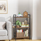 3-Tier Book Shelf - Wood & Metal Bookshelf with Handle & Adjustable Feet, Lightweight Bookcase for Living Room, Bedroom, Kitchen, Office or Dorm (16.5"×11.0"×28.1")