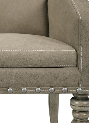 Birmingham 8-Piece Dining Set: Extendable Table with 4 Side Chairs, 2 Armchairs, and Nailhead Bench in Driftwood Finish