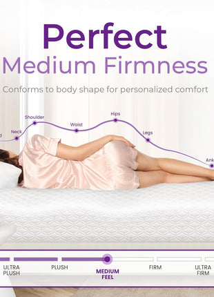 8-Inch Medium Firm Cooling Gel Memory Foam Mattress - CertiPUR-US Certified, Pressure Relief, Removable Cover, Fiberglass-Free, Conveniently Packaged in a Box