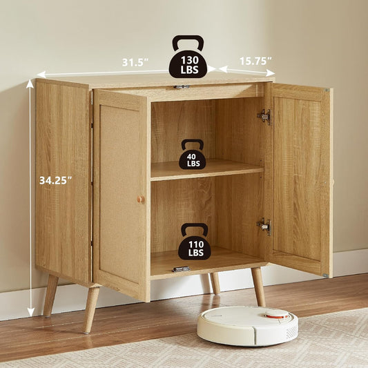 Buffet Cabinet with Storage, Sideboard Storage Cabinets with Adjustable Shelf & 2 Doors, Accent Furniture Multifunctional Cupboard Liquor Coffee Bar for Kitchen, Living Room, Entry, Nature