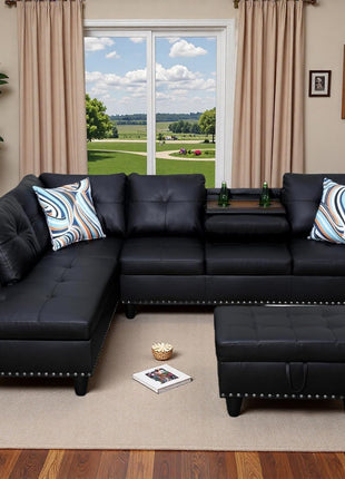 L-Shaped Modular Couch Set with Storage Ottoman - Ideal for Living Room or Office Use